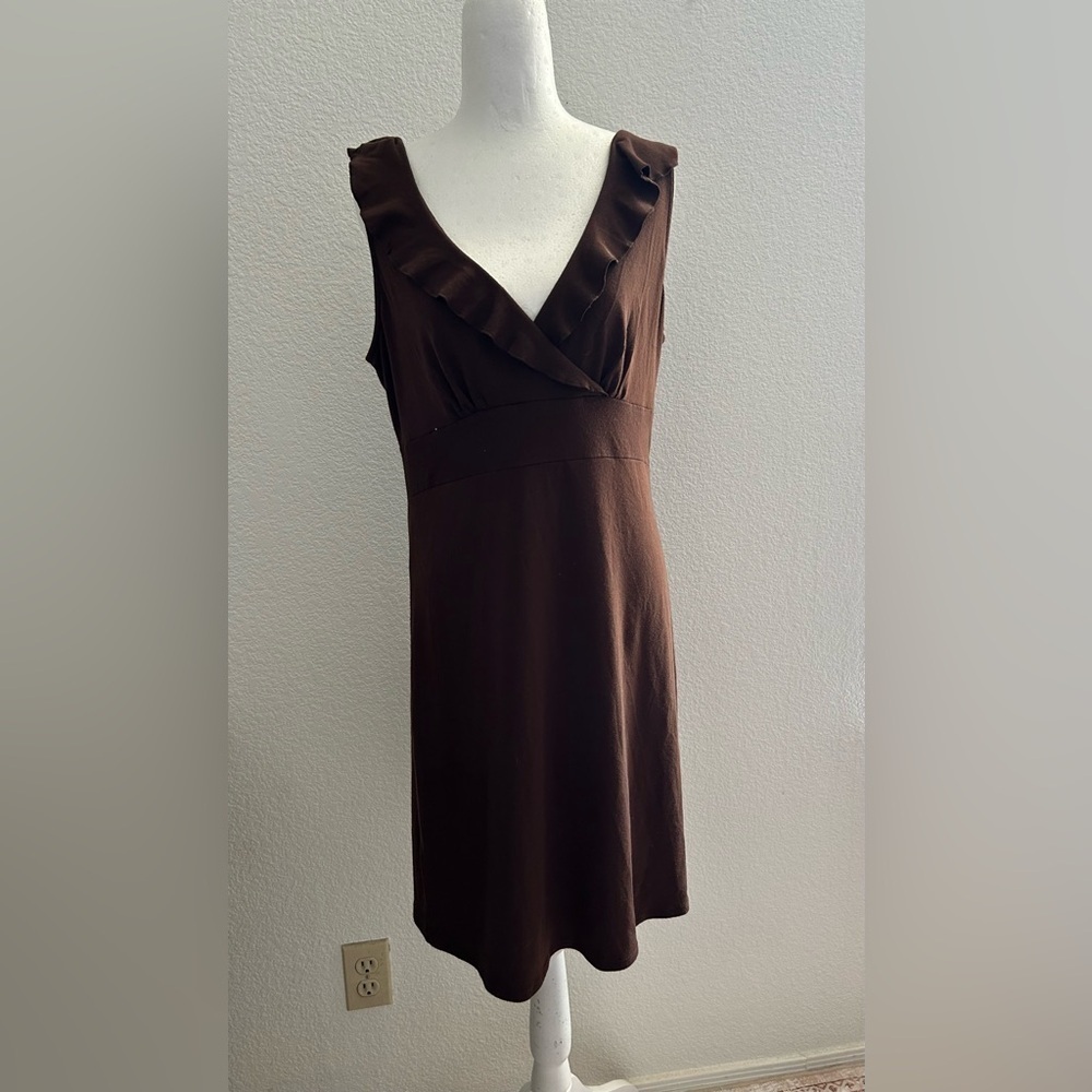 LOULOU Elegant Brown Sleeveless Dress size L viscose 75%
